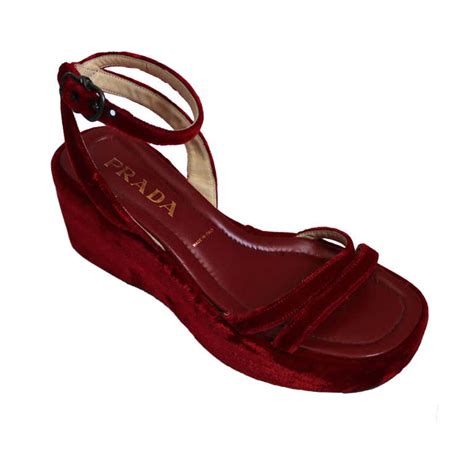 prada red velvet heels|prada satin platform heels.